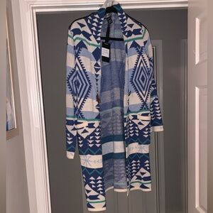 NWT Blue combo Multicolor Aztec Cardigan